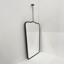 Mid Century Inspired Ceiling Suspended Mirror with Bronze Patina Frame