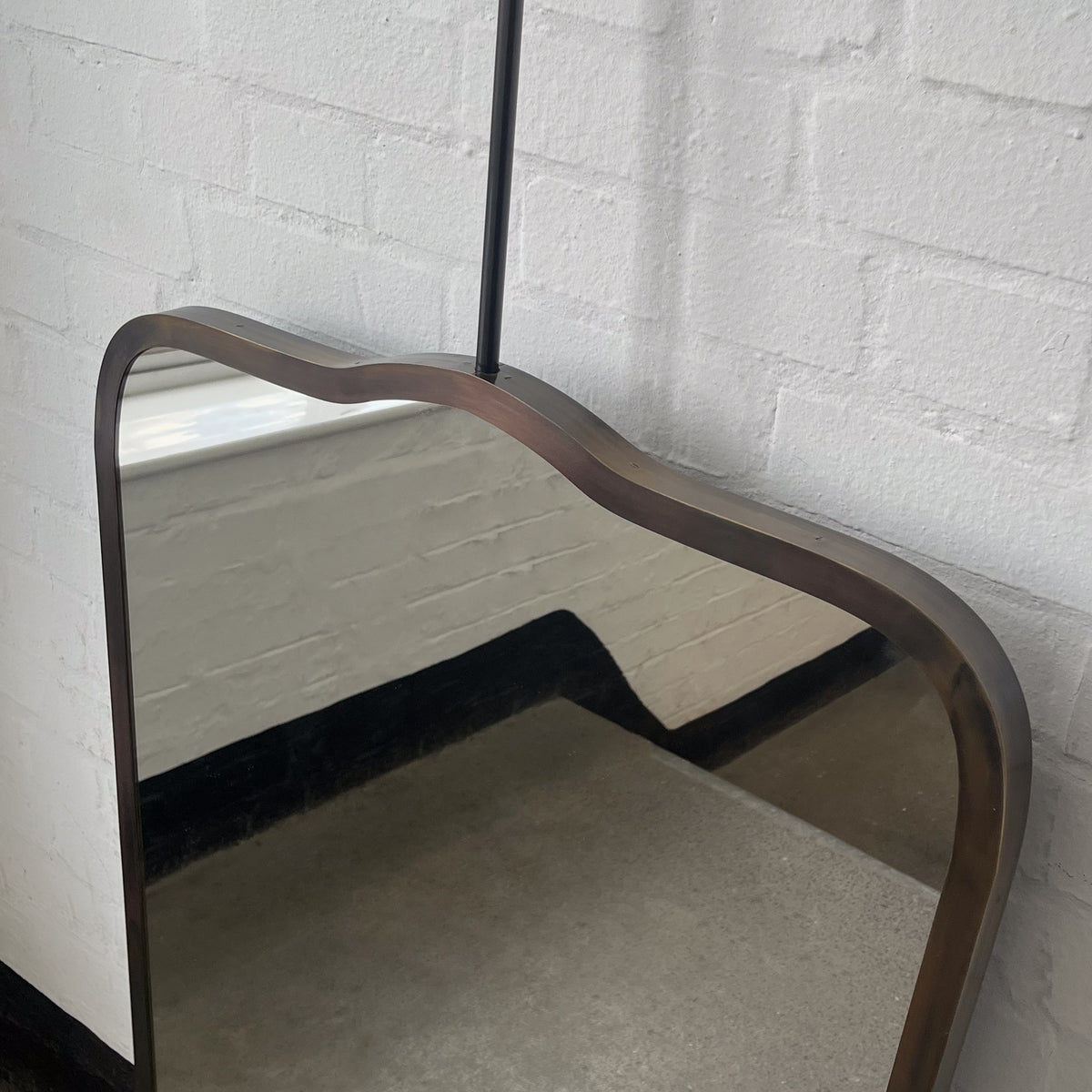 In Stock Mid Century Art Deco Ceiling Suspended Mirror with Bronze Patina Frame - AP Vintage Series Four