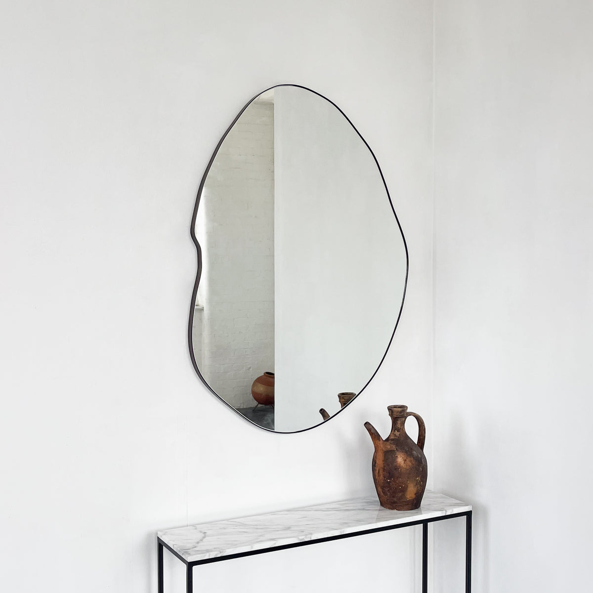 Freeform Organic Mirror with Minimalist Black Frame - A