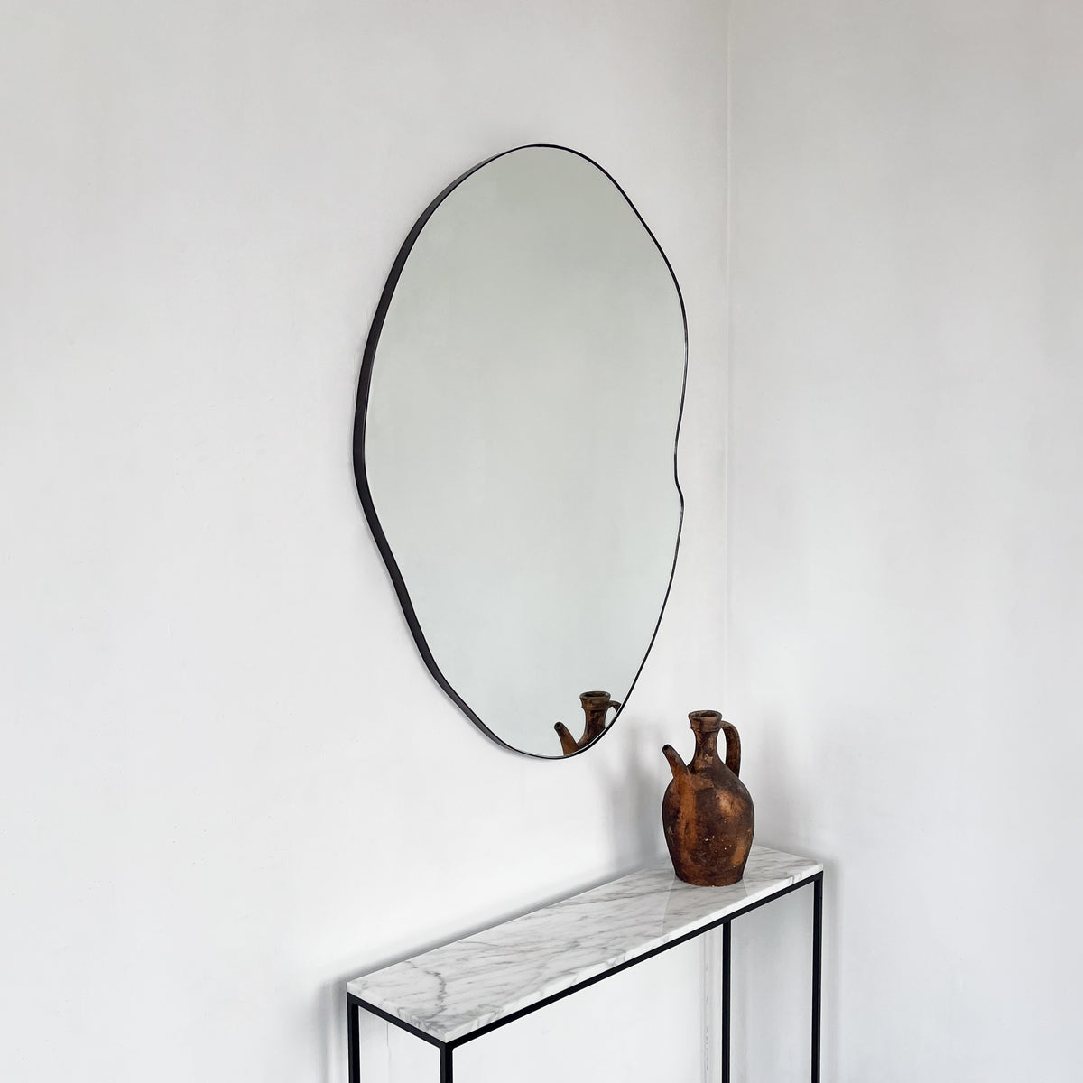 Freeform Organic Mirror with Minimalist Black Frame - A