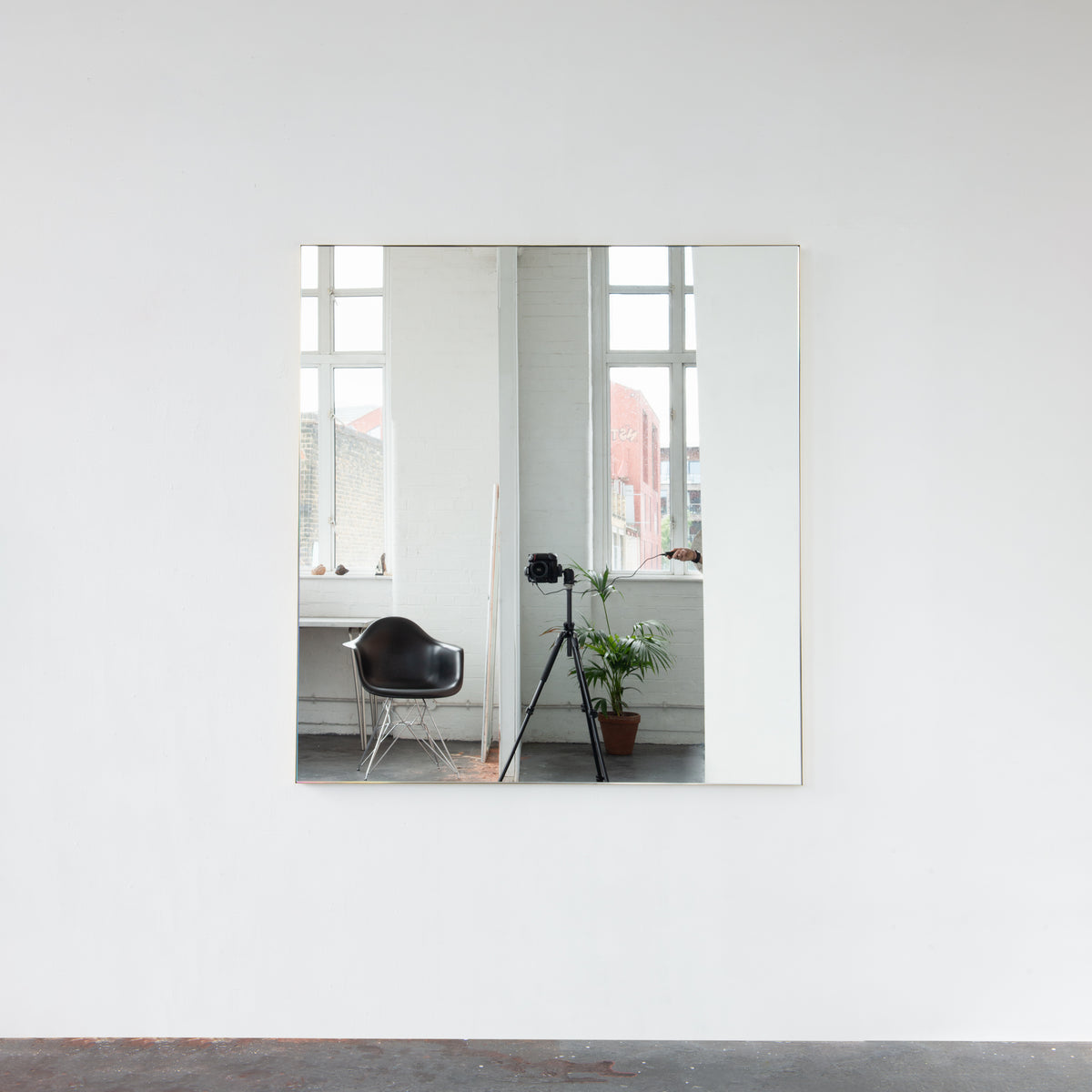 Oversized Quadris™ Rectangular Modern Mirror with Brushed Brass Frame