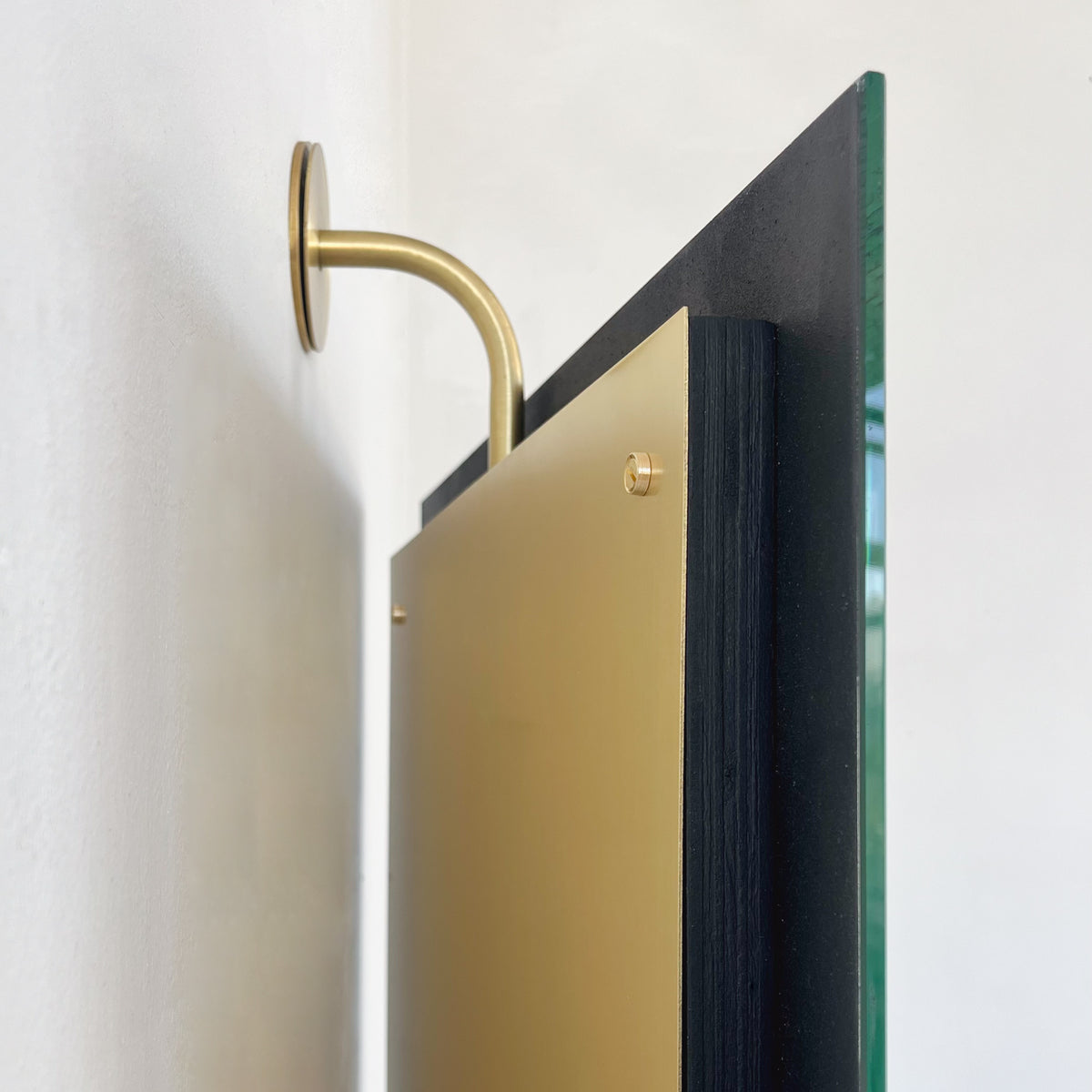 Vorso™ Wall Attached Rotating Rectangular Mirror with Brushed Brass Backing