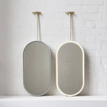Set of 2 Capsula™ Ceiling Suspended Contemporary Mirrors with a Brass Frame and Front Illumination