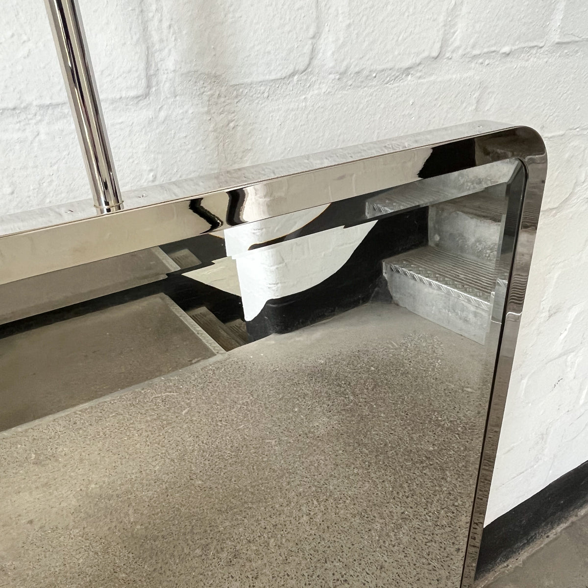 Quadris™ Ceiling Suspended Rectangular Mirror with a Bevel and a Nickel Plated Frame