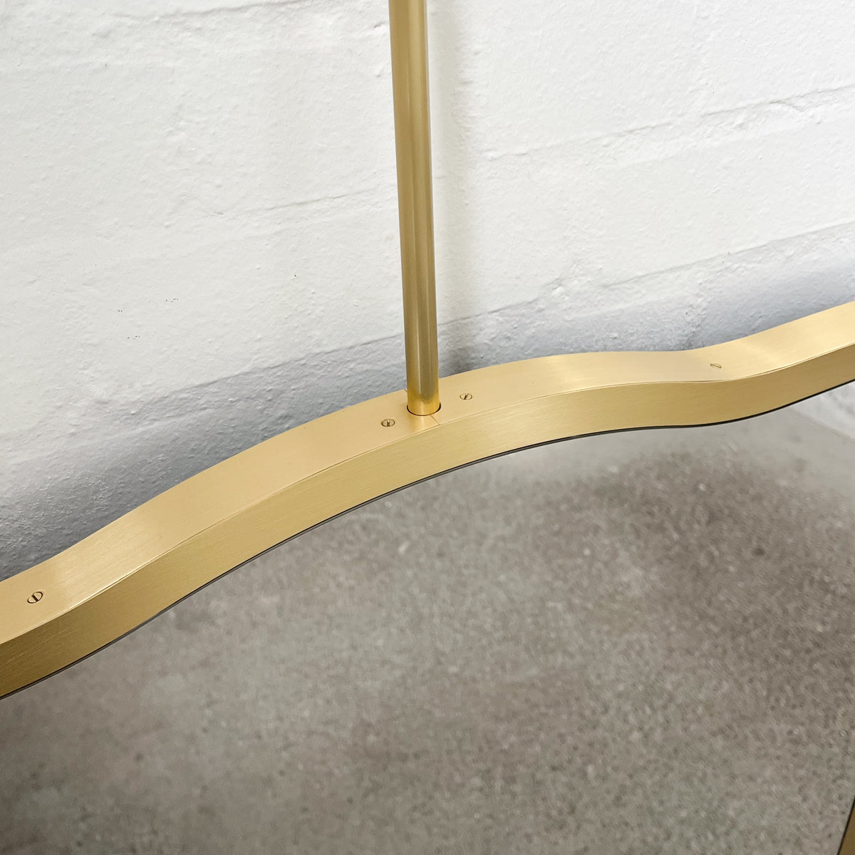 Mid-century Inspired Ceiling Suspended Mirror with Brass Frame - Vintage N.4