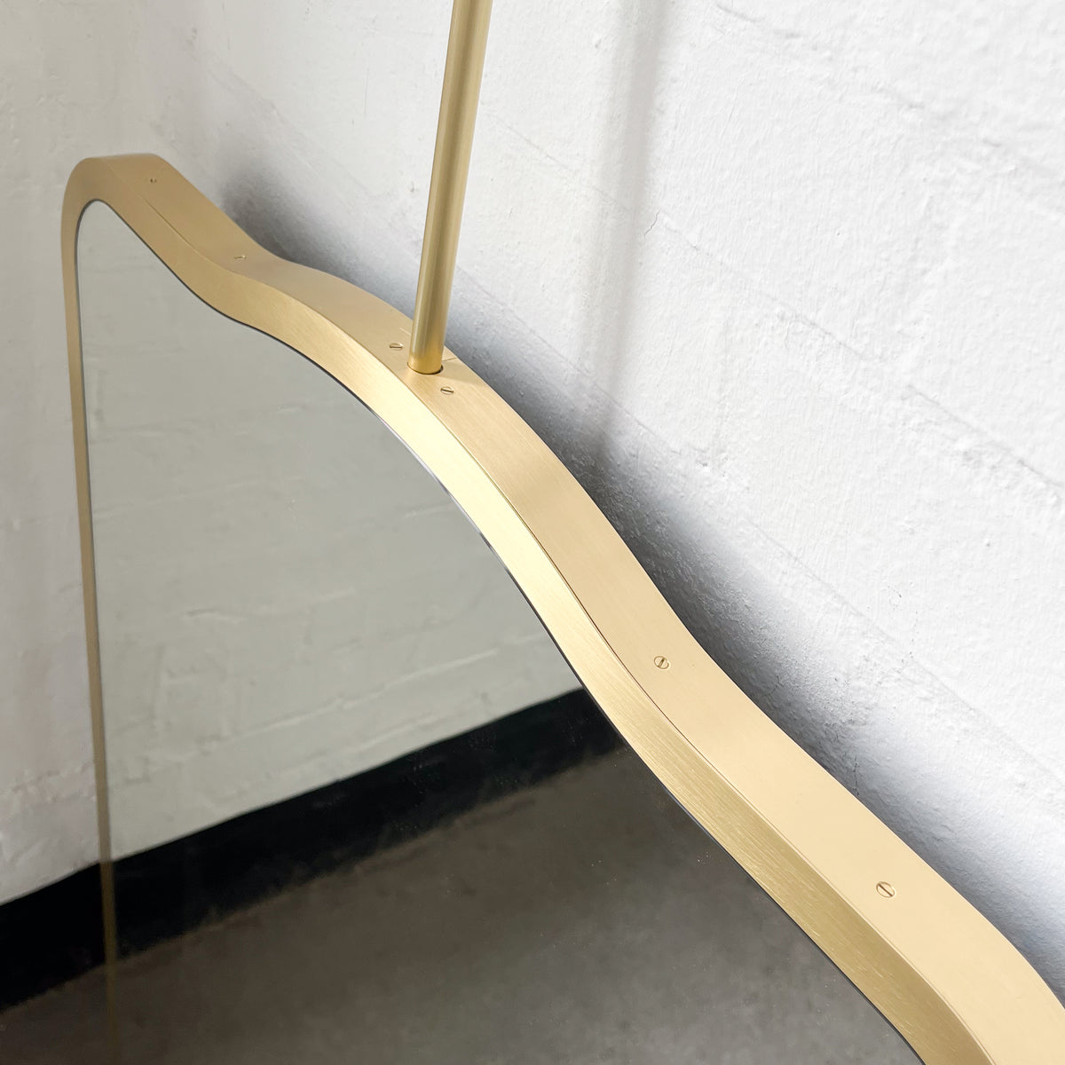 Mid-century Inspired Ceiling Suspended Mirror with Brass Frame - Vintage N.4
