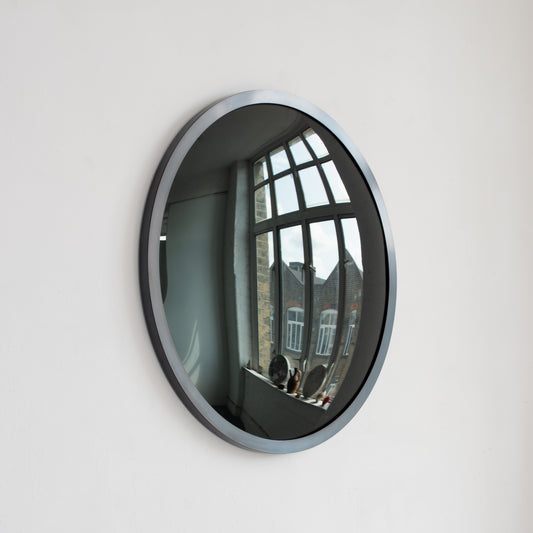 Orbis™ Round Black Convex Handcrafted Mirror with Blackened Metal Frame