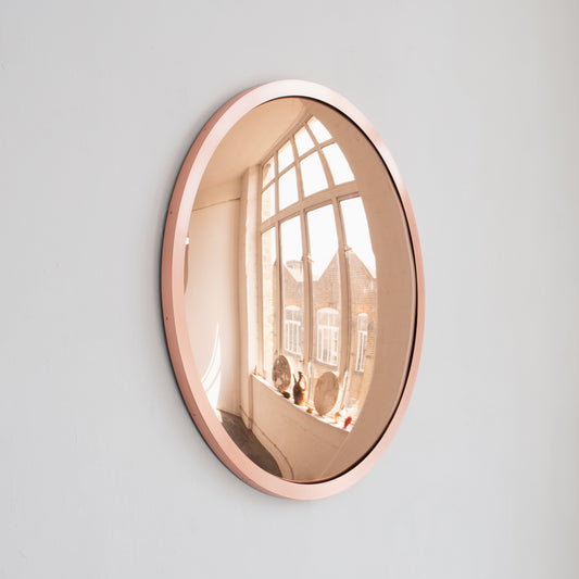Contemporary Orbis™ Round Rose Gold Convex Mirror with Copper Frame