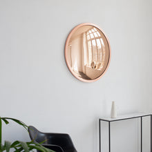 In Stock Orbis™ Round Rose Gold Convex Handcrafted Mirror with Brushed Copper Frame