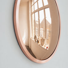 In Stock Orbis™ Round Rose Gold Convex Handcrafted Mirror with Brushed Copper Frame