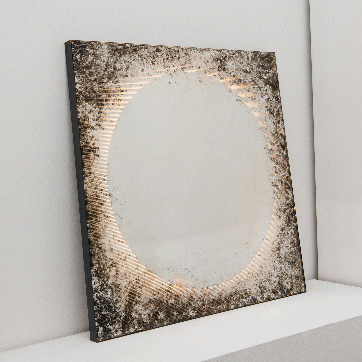 Horizon™ Antiqued and Finely Etched Illuminated Mirror with Blackened Metal Frame