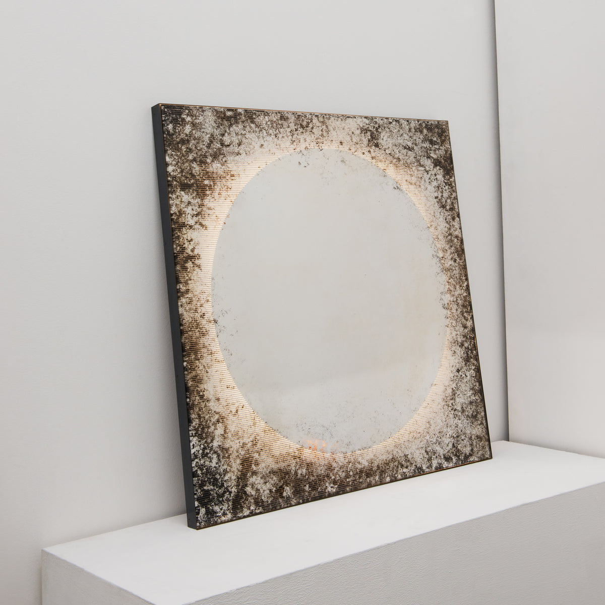 Horizon™ Antiqued and Finely Etched Illuminated Mirror with Blackened Metal Frame