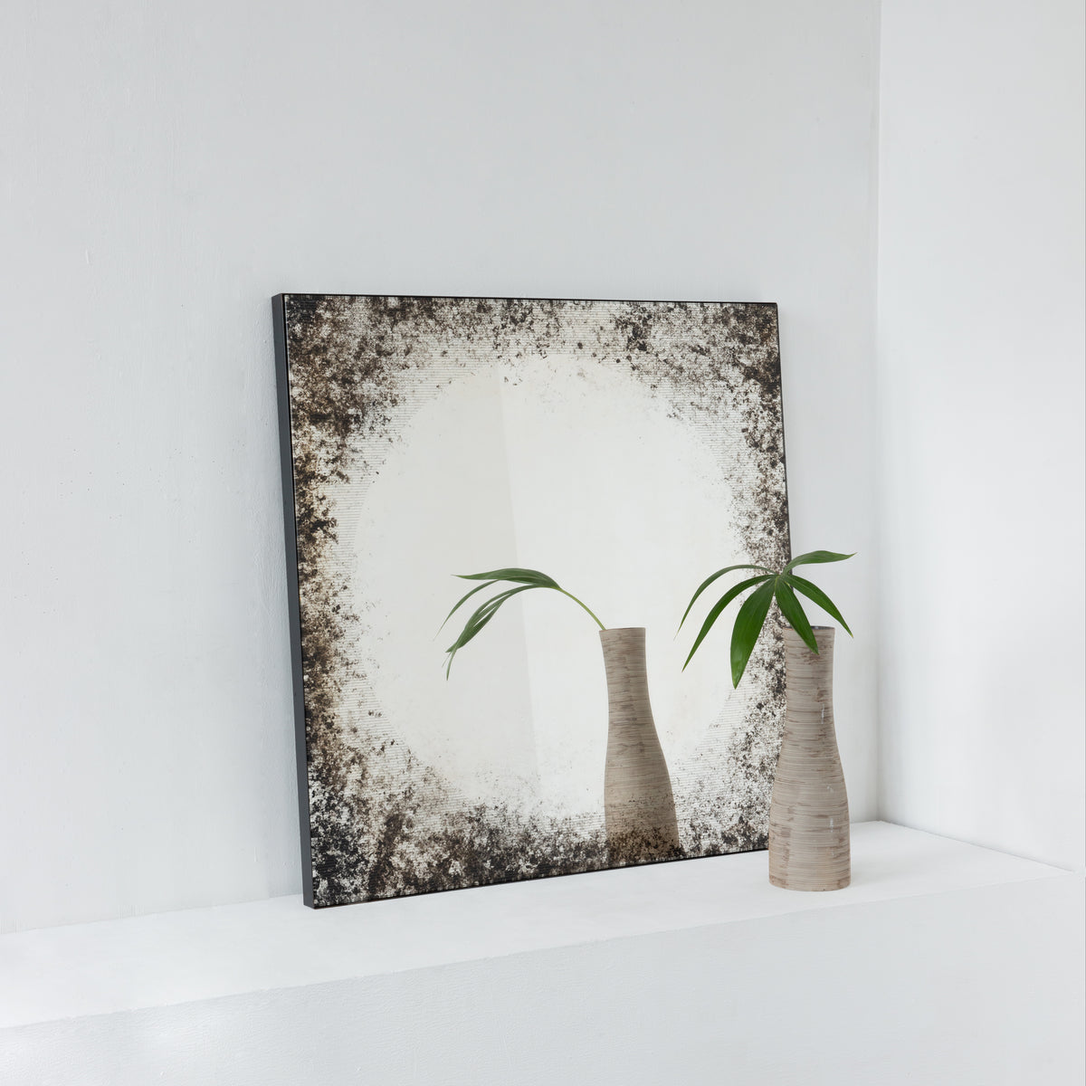 Horizon™ Antiqued and Finely Etched Illuminated Mirror with Blackened Metal Frame