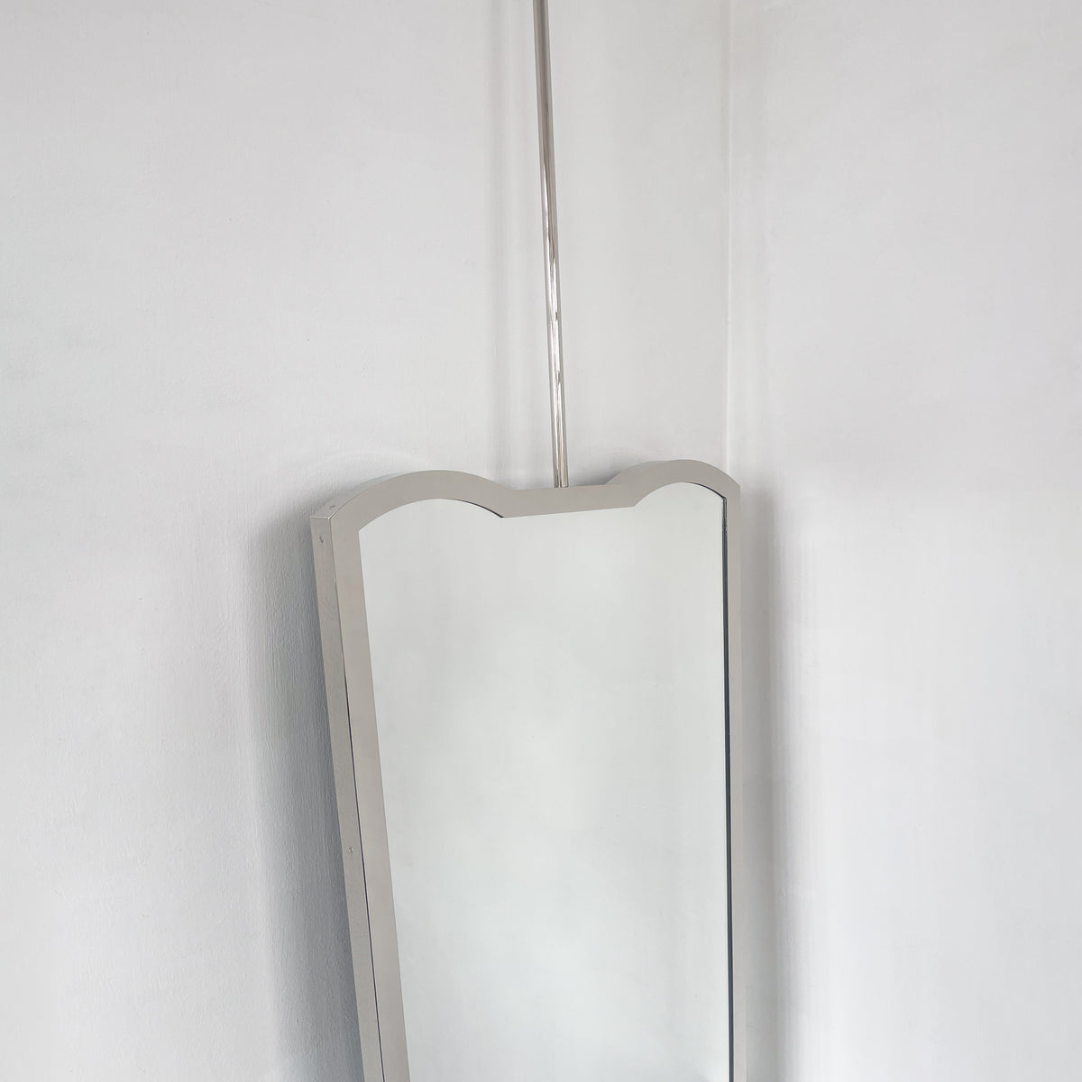 Mid-century style Ceiling Suspended Mirror with Nickel Plated Full Frame - Vintage N.1