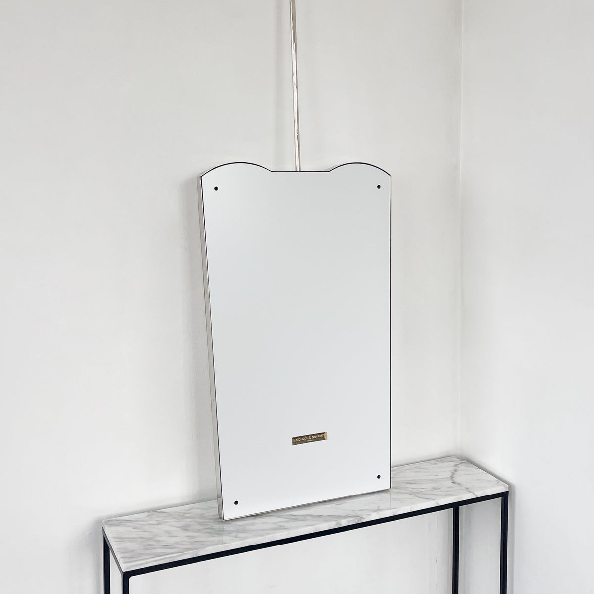 Mid-century style Ceiling Suspended Mirror with Nickel Plated Full Frame - Vintage N.1