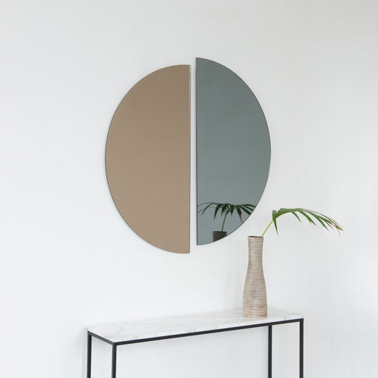 Set of 2 Luna™ Half-Moon Black & Bronze Tinted Semi-circular Contemporary Frameless Mirrors