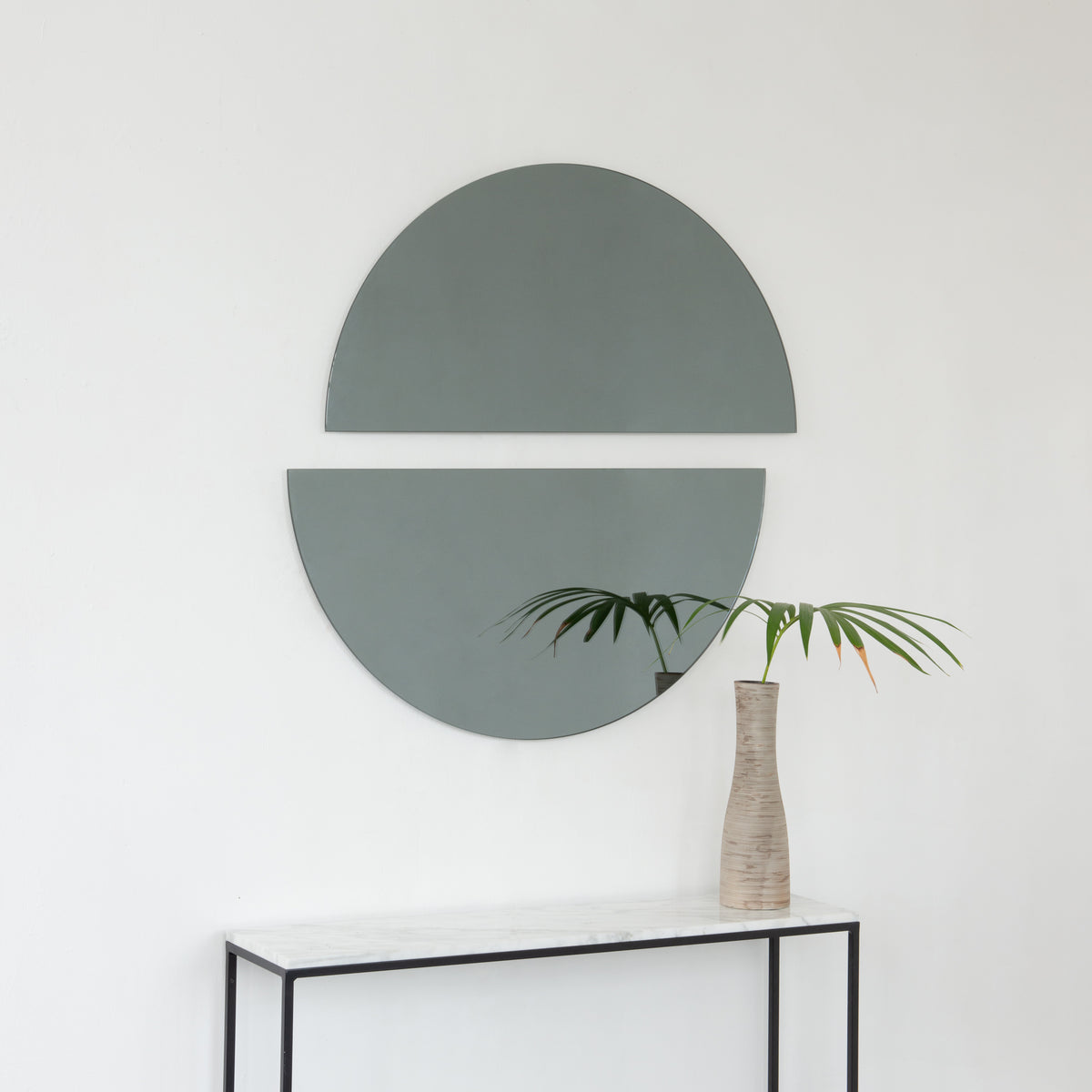 Set of 2 Luna™ Half-Moon Black Tinted Semi-circular Contemporary Frameless Mirrors