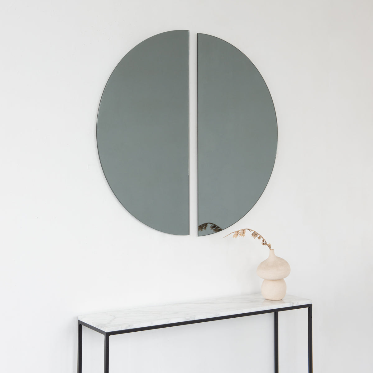 Set of 2 Luna™ Half-Moon Black Tinted Semi-circular Contemporary Frameless Mirrors