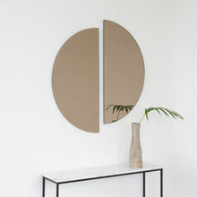 Set of 2 Luna™ Round Half-Moon Bronze Tinted Minimalist Frameless Mirrors