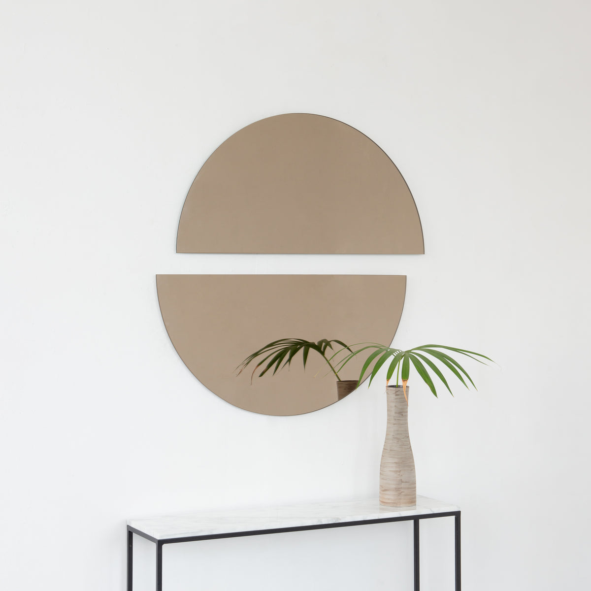 Set of 2 Luna™ Round Half-Moon Bronze Tinted Minimalist Frameless Mirrors