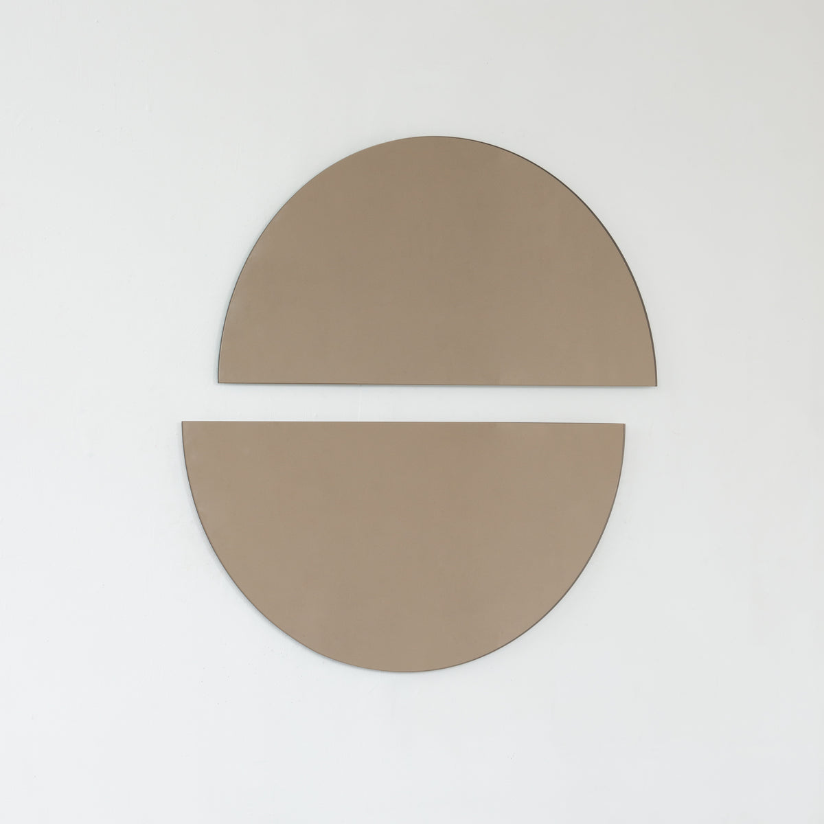 Set of 2 Luna™ Round Half-Moon Bronze Tinted Minimalist Frameless Mirrors