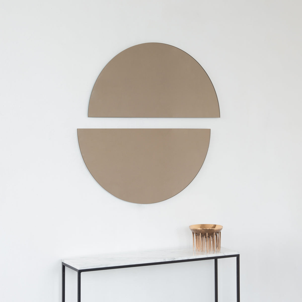 Set of 2 Luna™ Round Half-Moon Bronze Tinted Minimalist Frameless Mirrors