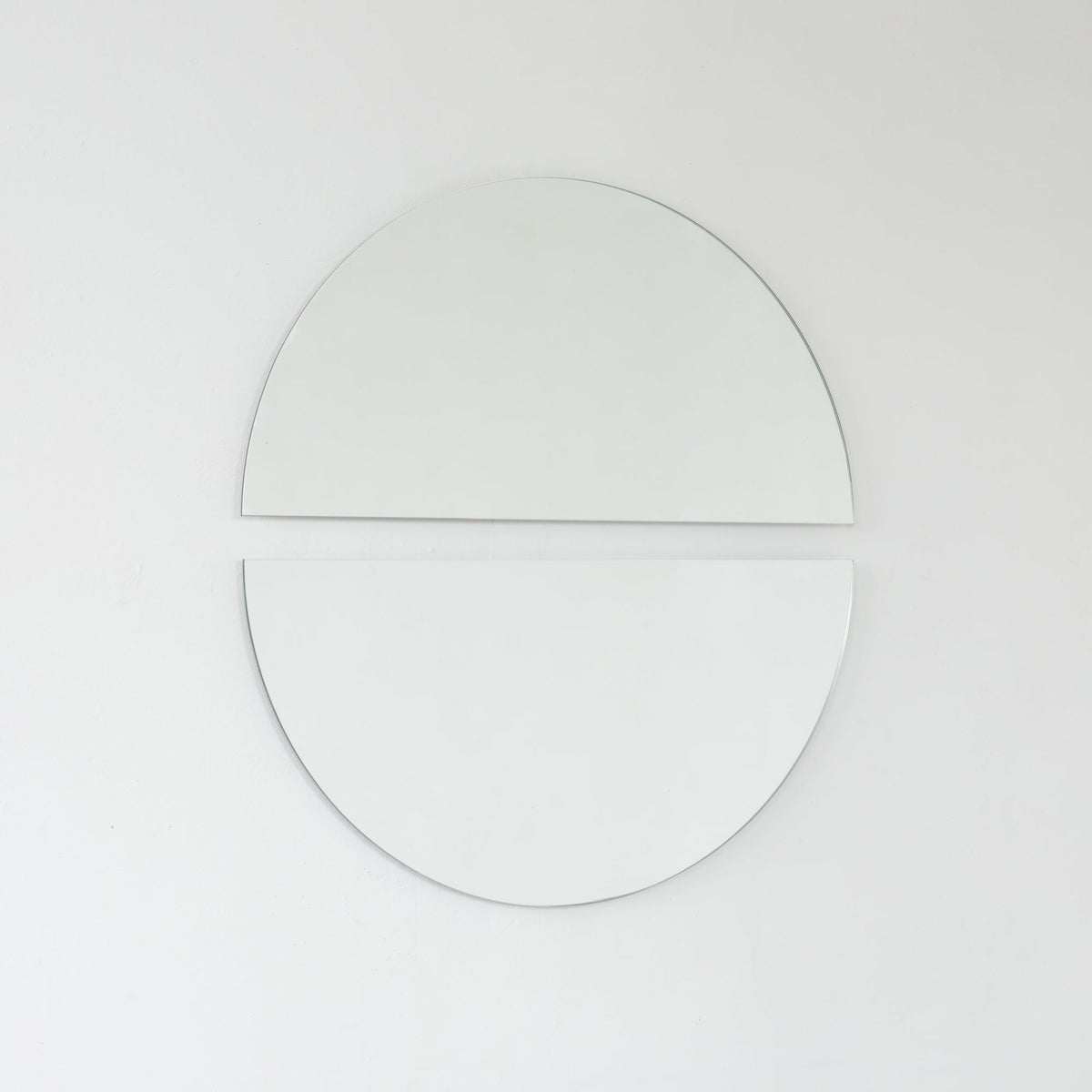 Set of 2 Luna™ Round Half-Moon Modern Frameless Mirrors with a Floating Effect