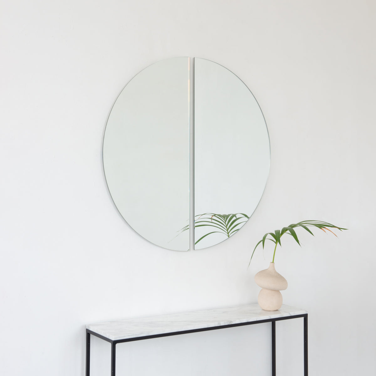 Set of 2 Luna™ Round Half-Moon Minimalist Frameless Corner Mirrors