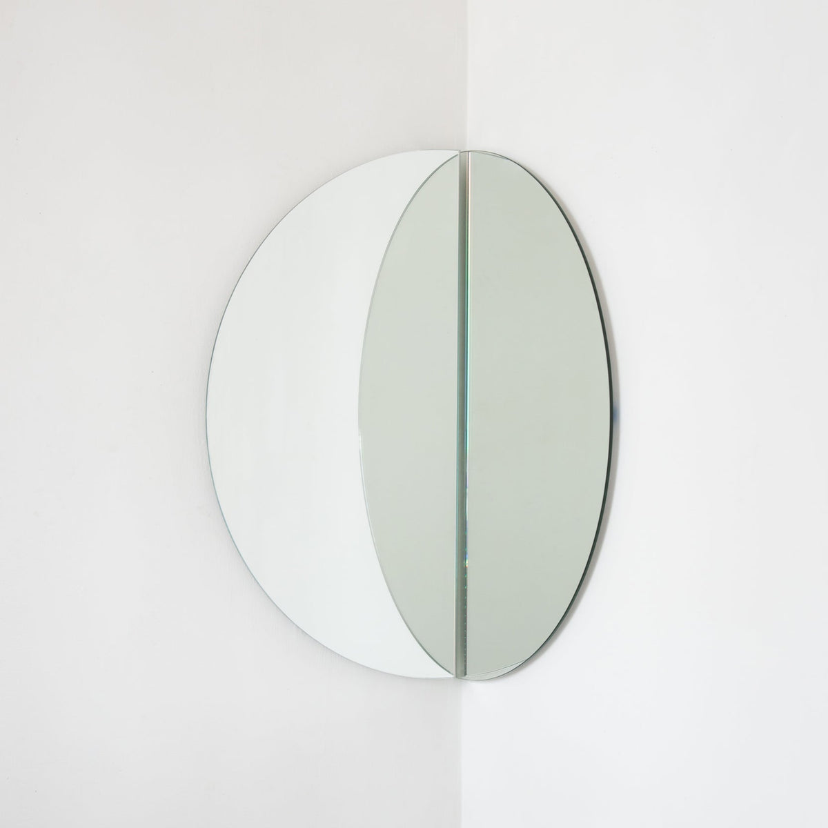 Set of 2 Luna™ Round Half-Moon Modern Frameless Mirrors with a Floating Effect