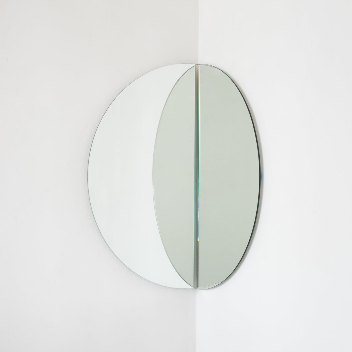 Set of 2 Luna™ Round Half-Moon Minimalist Frameless Corner Mirrors