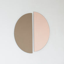 Set of 2 Luna™ Round Half-Moon Pieces Mixed Tint Bronze + Rose Gold Contemporary Frameless Mirrors