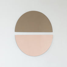 Set of 2 Luna™ Round Half-Moon Pieces Mixed Tint Bronze + Rose Gold Contemporary Frameless Mirrors