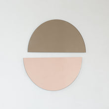Set of 2 Luna™ Round Half-Moon Pieces Mixed Tint Bronze + Rose Gold Contemporary Frameless Mirrors