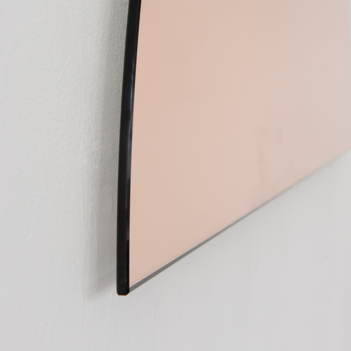 Set of 2 Luna™ Round Half-Moon Pieces Mixed Tint Bronze + Rose Gold Contemporary Frameless Mirrors