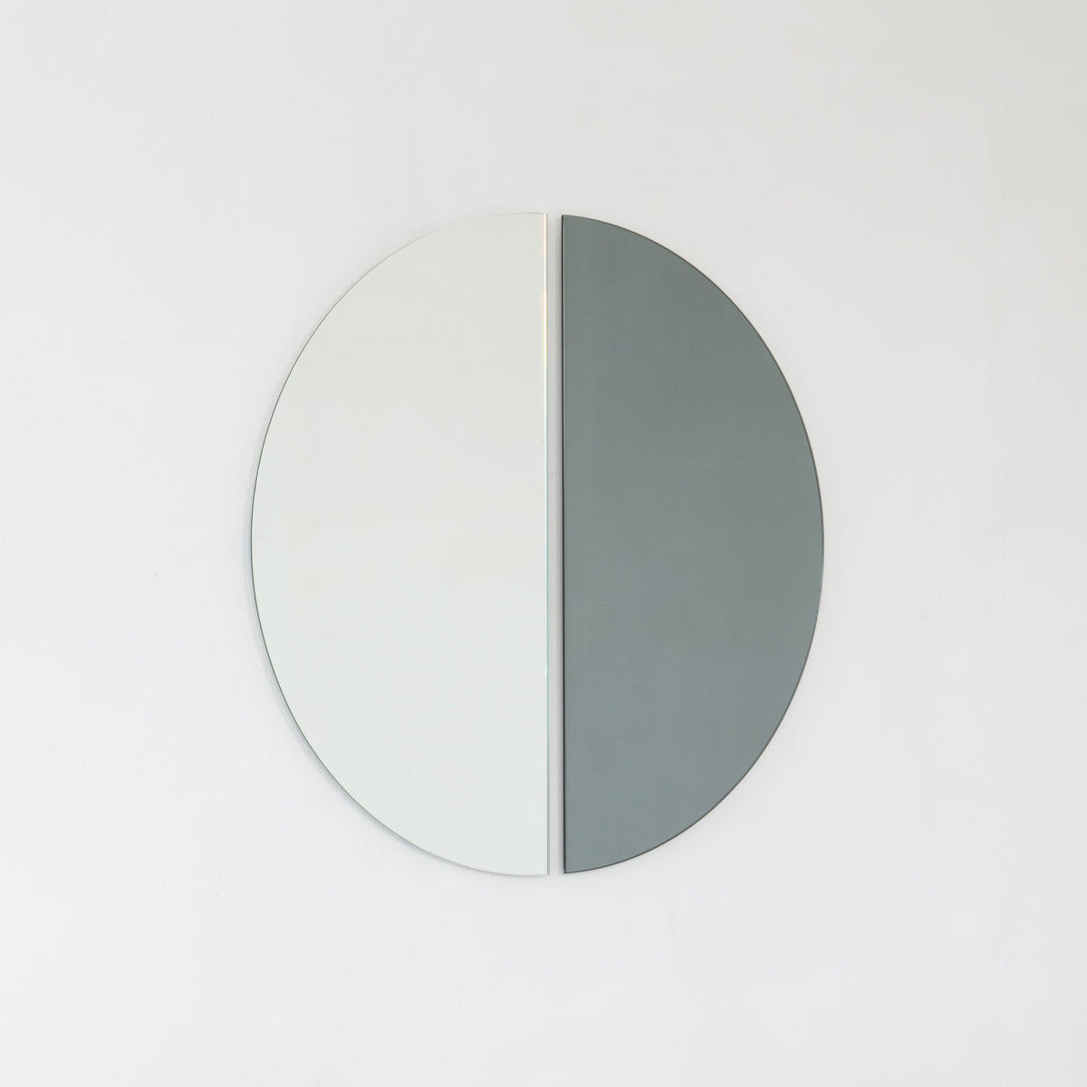 Set of 2 Luna™ Half-Moon Black + Std. Silver Tinted Contemporary Frameless Mirrors