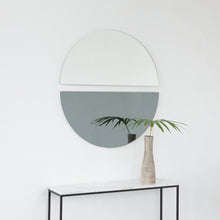 Set of 2 Luna™ Half-Moon Black + Std. Silver Tinted Contemporary Frameless Mirrors