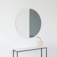 Set of 2 Luna™ Half-Moon Black + Std. Silver Tinted Contemporary Frameless Mirrors