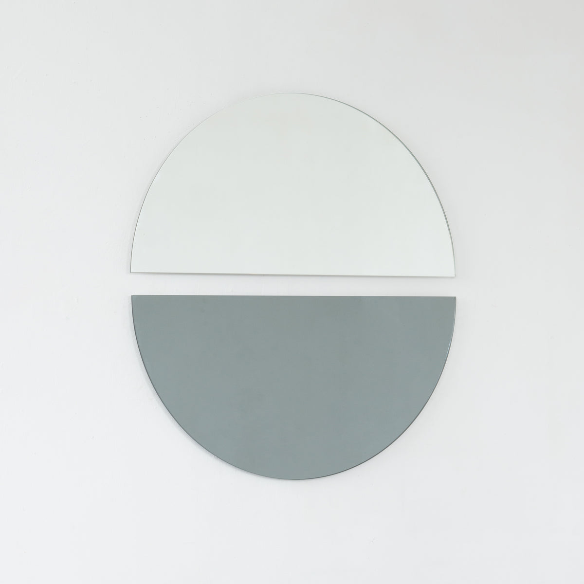 Set of 2 Luna™ Half-Moon Black + Std. Silver Tinted Contemporary Frameless Mirrors