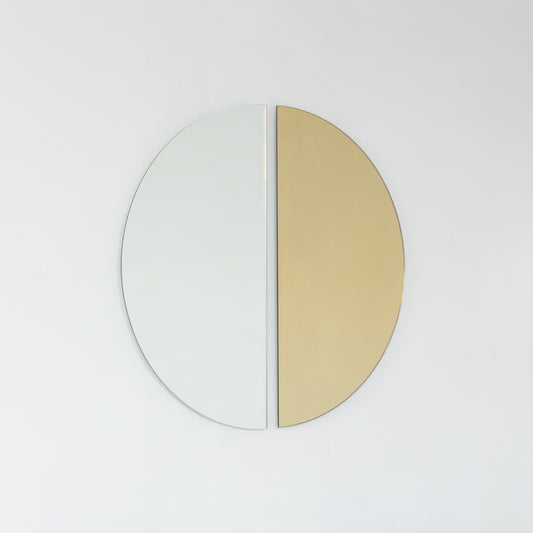 Set of 2 Luna™ Half Moon Gold + Std Silver Tinted Semi-circular Frameless Mirrors