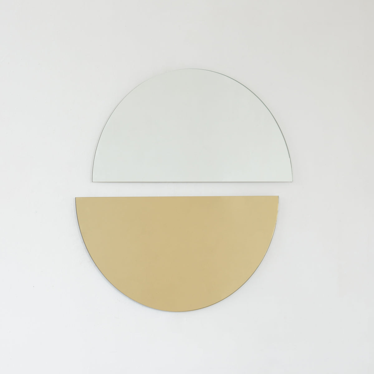 Set of 2 Luna™ Half Moon Gold + Std Silver Tinted Semi-circular Frameless Mirrors