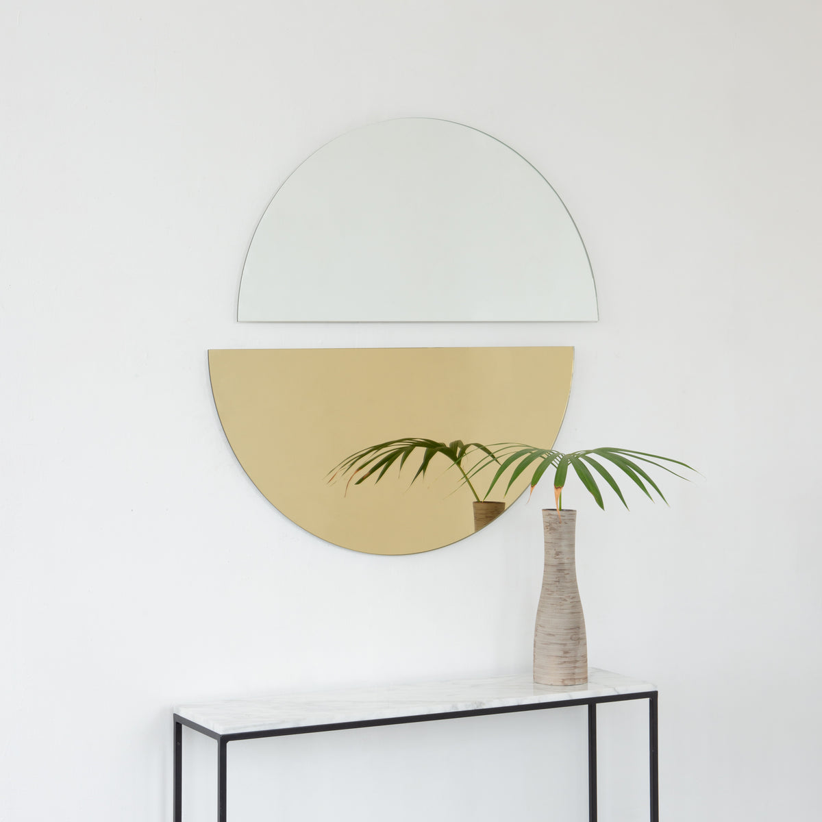 Set of 2 Luna™ Half Moon Gold + Std Silver Tinted Semi-circular Frameless Mirrors