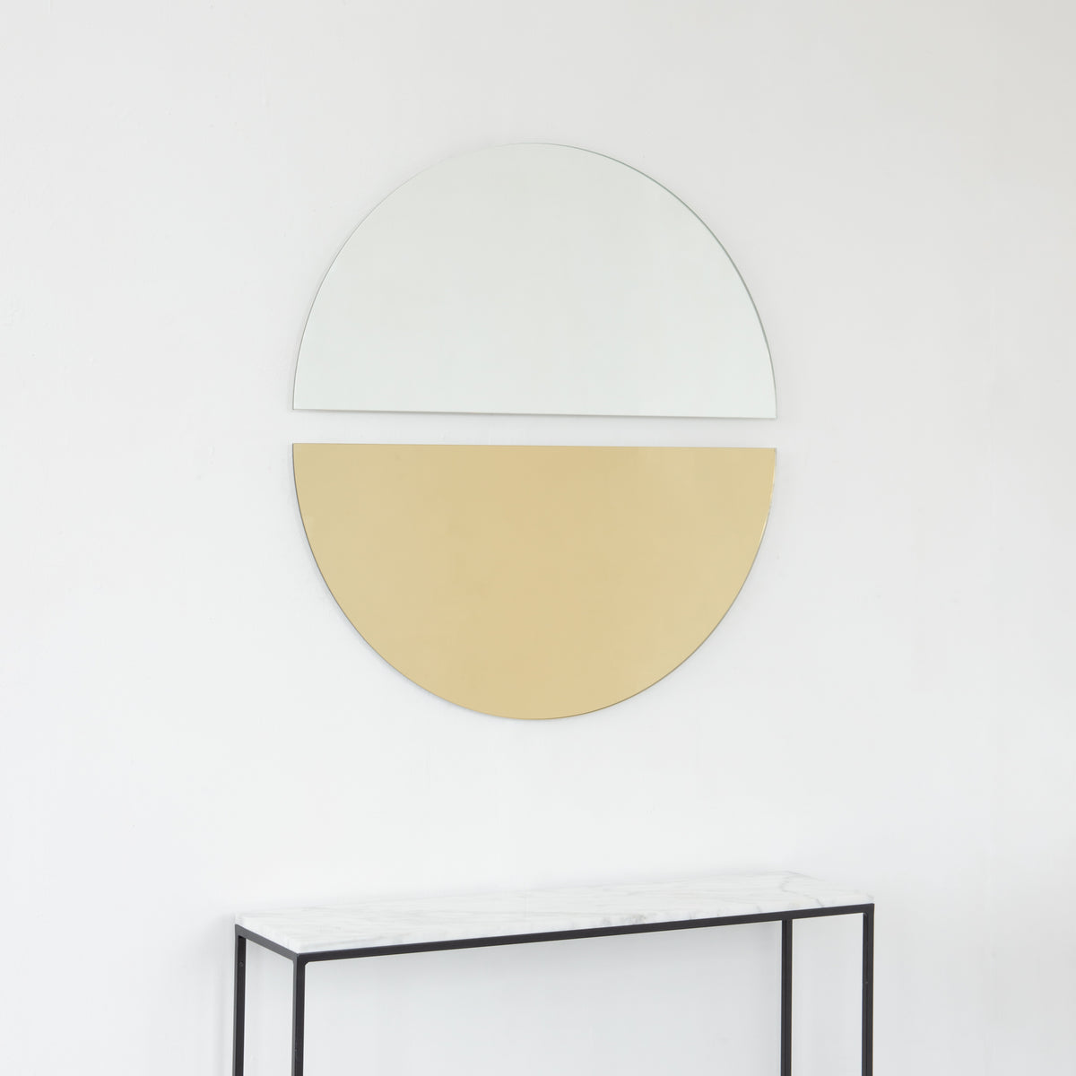Set of 2 Luna™ Half Moon Gold + Std Silver Tinted Semi-circular Frameless Mirrors