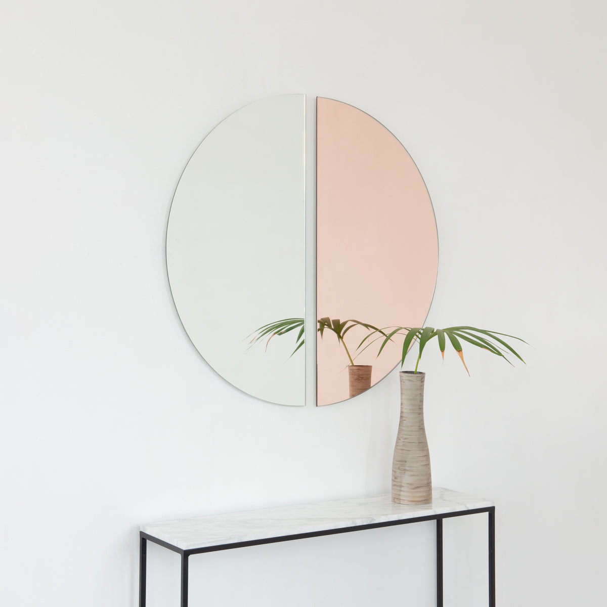 Set of 2 Luna™ Half Moon Mixed Tinted Silver + Rose Gold (Peach) Semi-circular Frameless Mirrors