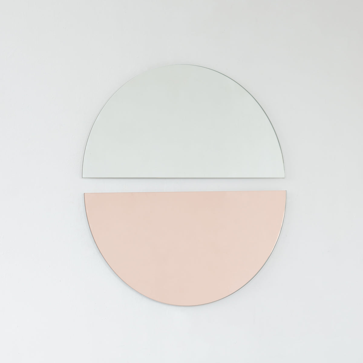 Set of 2 Luna™ Half Moon Mixed Tinted Silver + Rose Gold (Peach) Semi-circular Frameless Mirrors