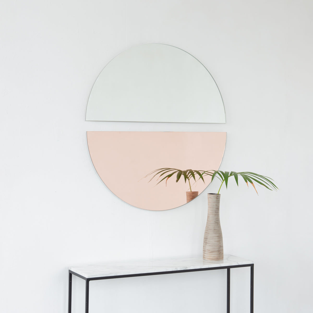 Set of 2 Luna™ Half Moon Mixed Tinted Silver + Rose Gold (Peach) Semi-circular Frameless Mirrors