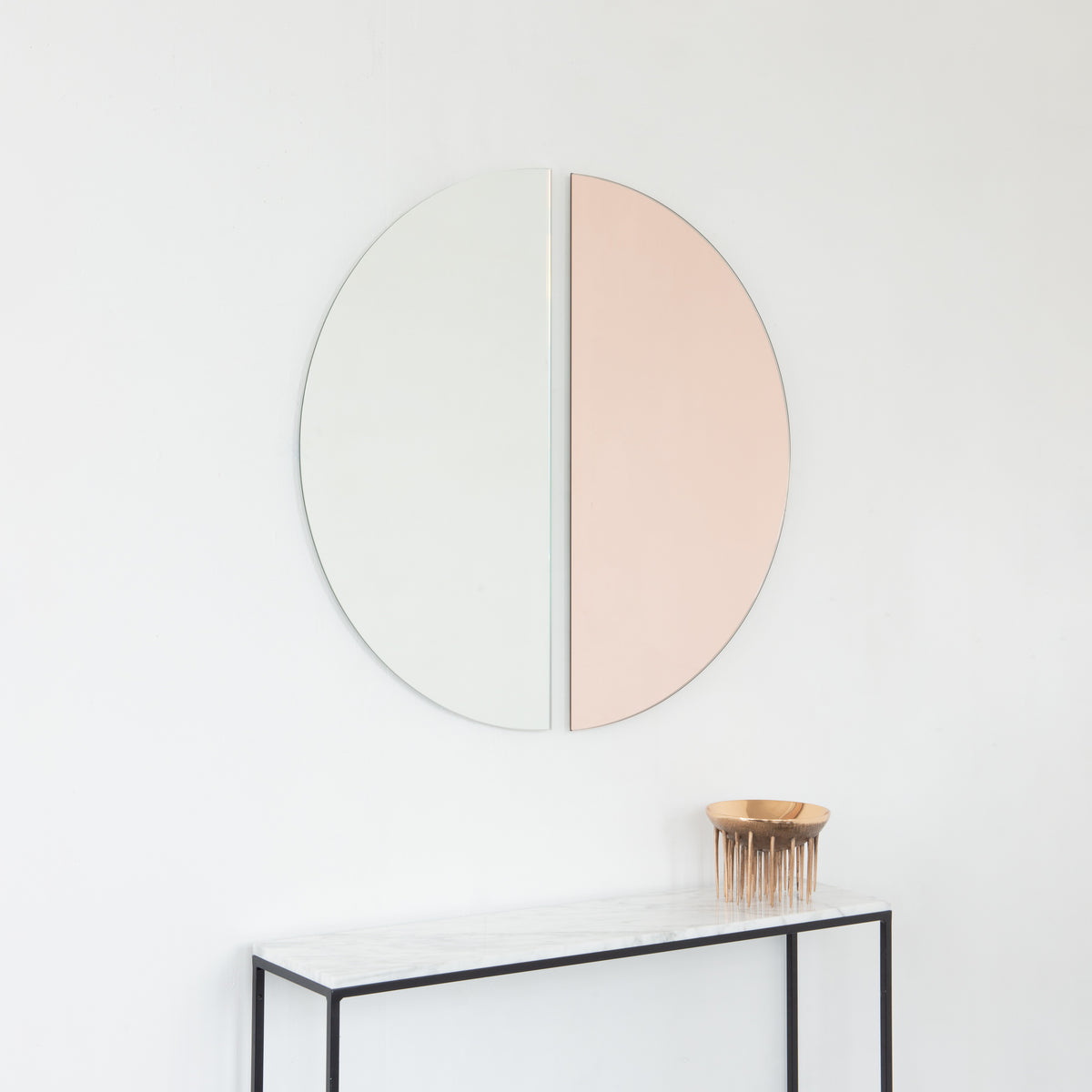 Set of 2 Luna™ Half Moon Mixed Tinted Silver + Rose Gold (Peach) Semi-circular Frameless Mirrors