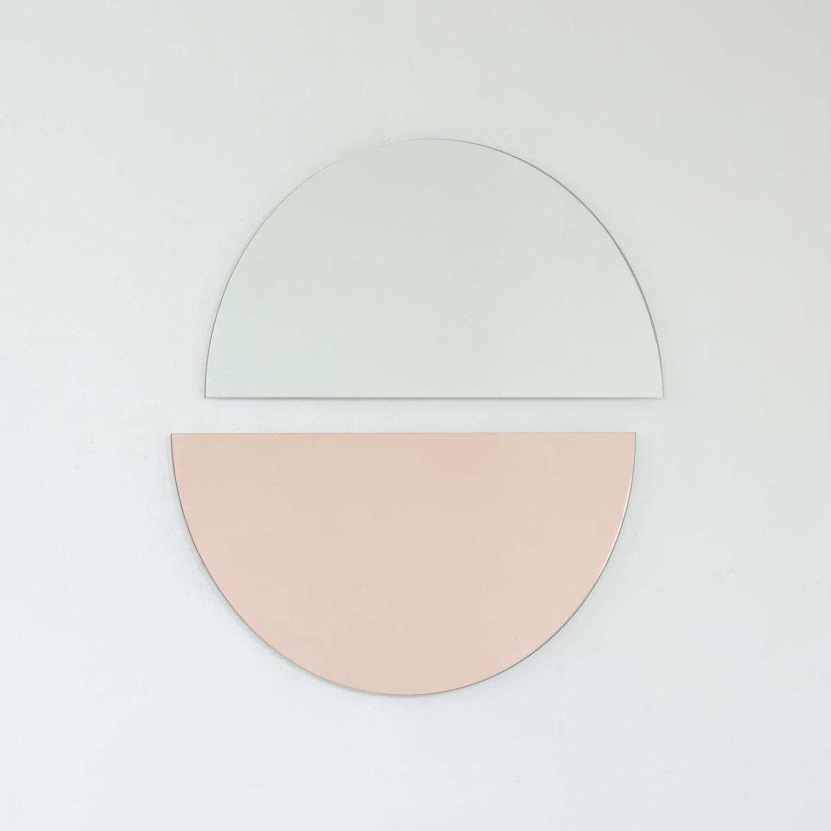 Set of 2 Luna™ Half Moon Mixed Tinted Silver + Rose Gold (Peach) Semi-circular Frameless Mirrors