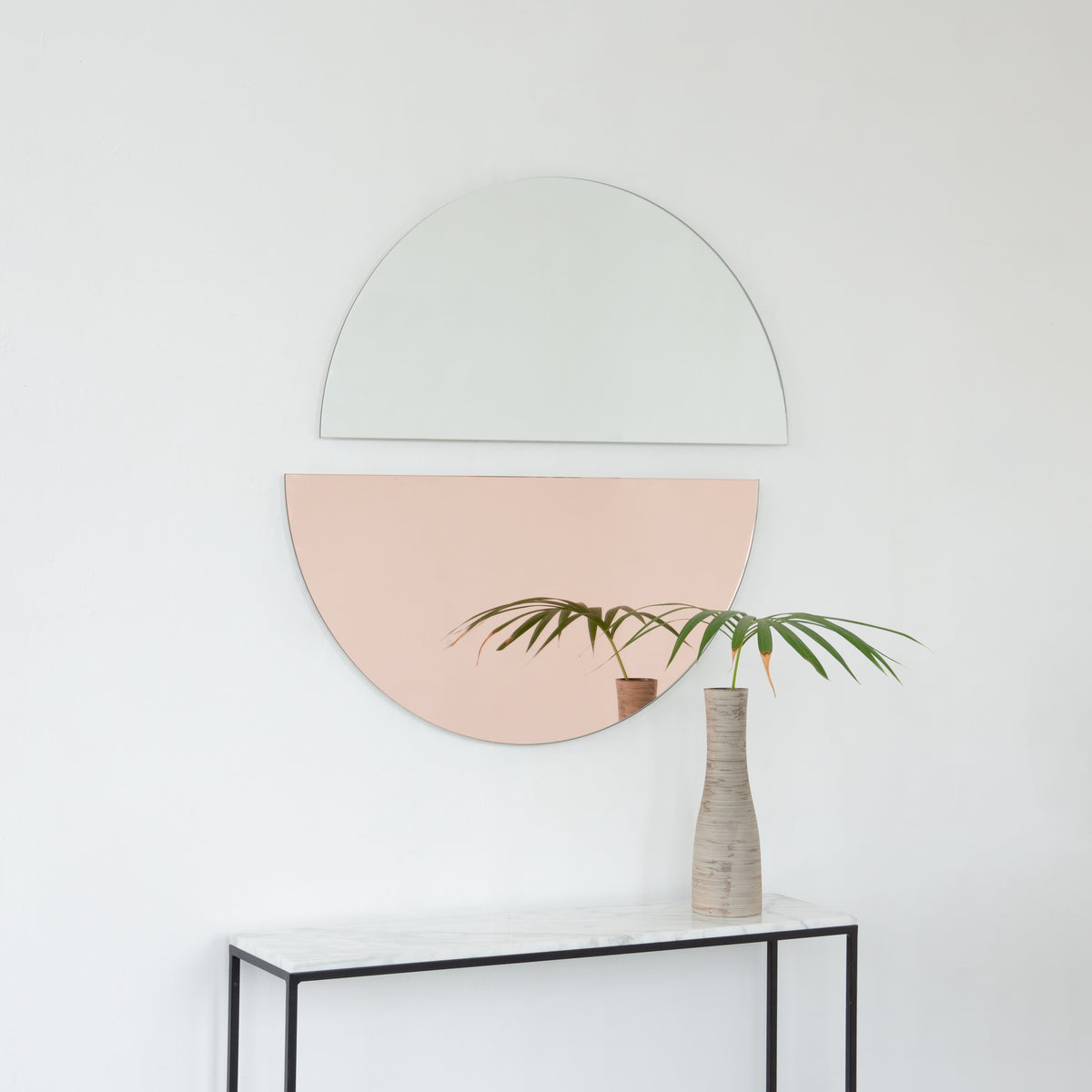 Set of 2 Luna™ Half Moon Mixed Tinted Silver + Rose Gold (Peach) Semi-circular Frameless Mirrors