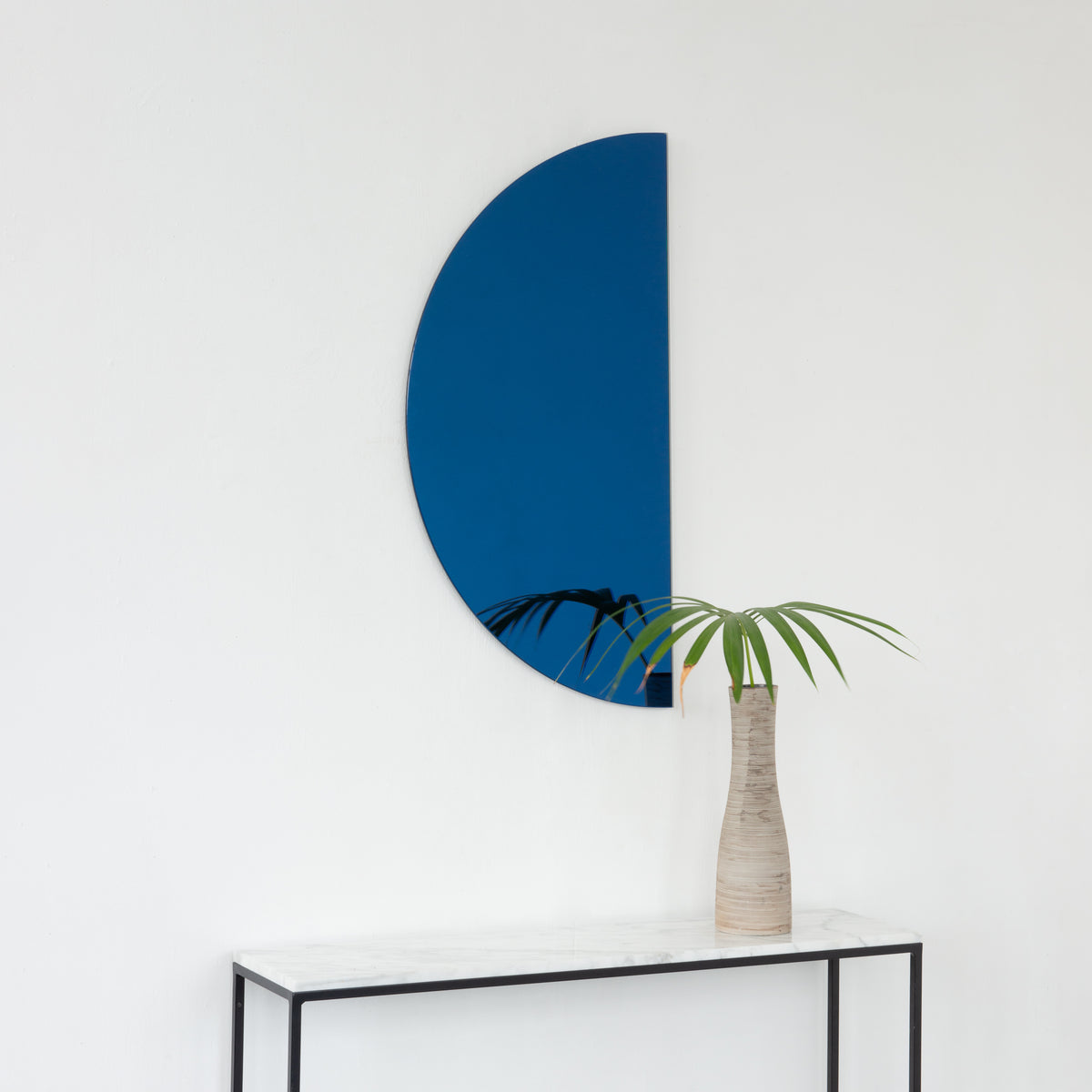Luna™ Half-Moon Semi-circular Blue Tinted Contemporary Frameless Mirror