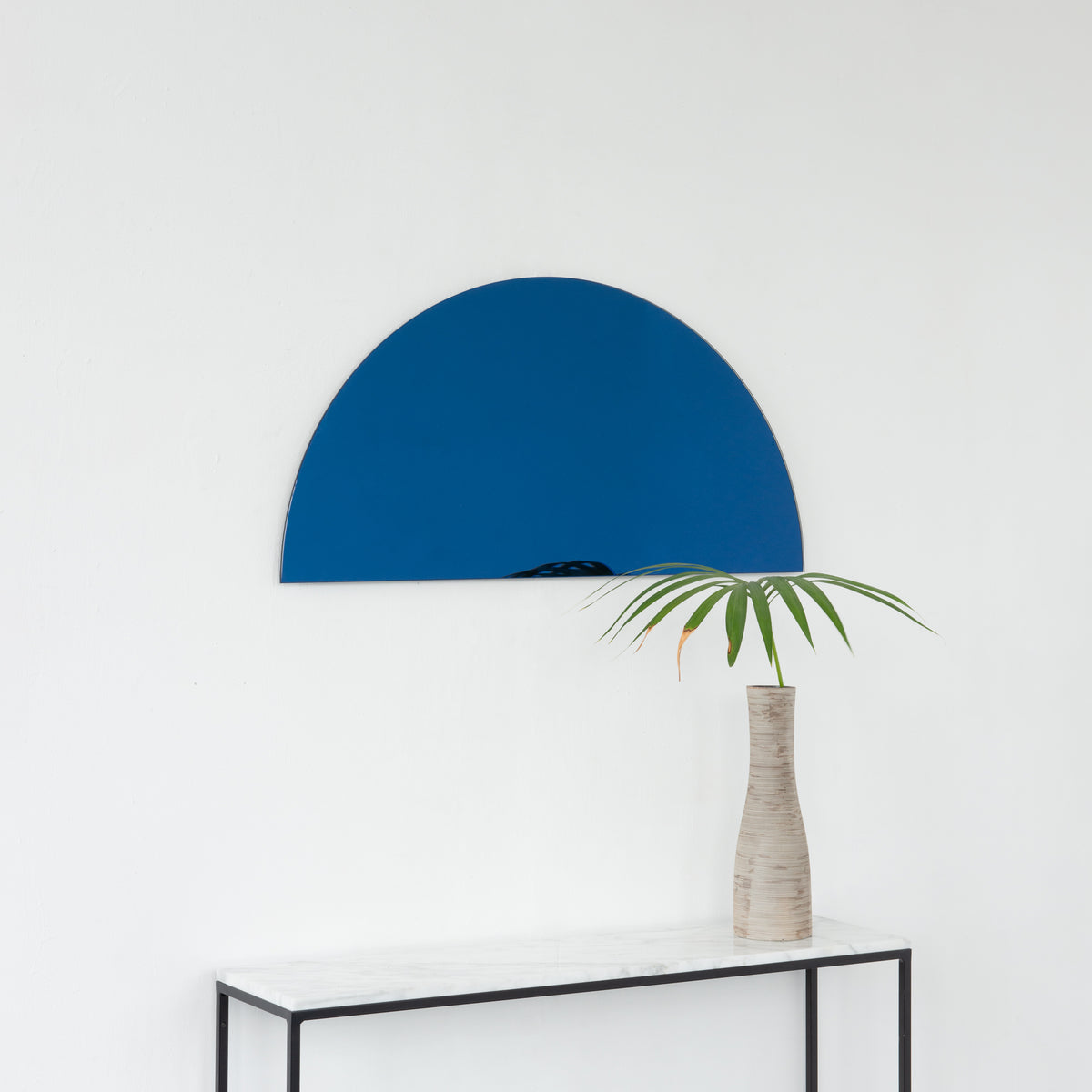 Luna™ Half-Moon Semi-circular Blue Tinted Contemporary Frameless Mirror